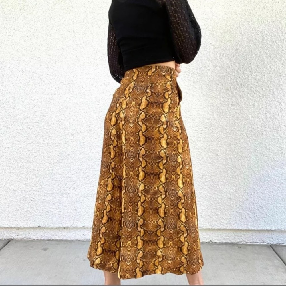 Snake Python Print Wide Leg Crop Pants - image 2